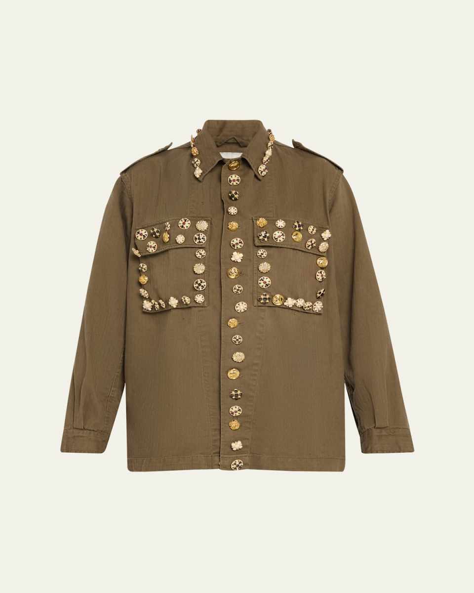 Button Luxe Vintage French Military Jacket
